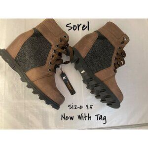 Sorel Wedge Chelsea Bootie Joan Of Arctic Brown Leather 8.5 US New With Tag